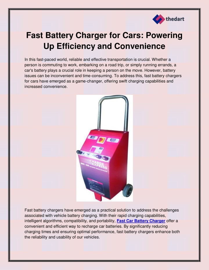 fast battery charger for cars powering