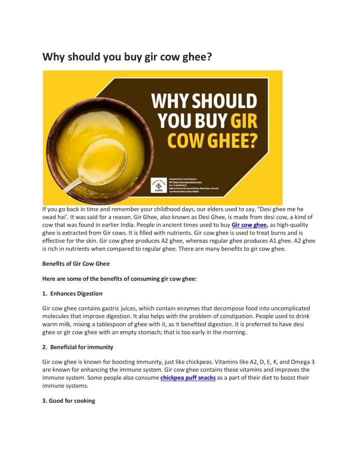 why should you buy gir cow ghee