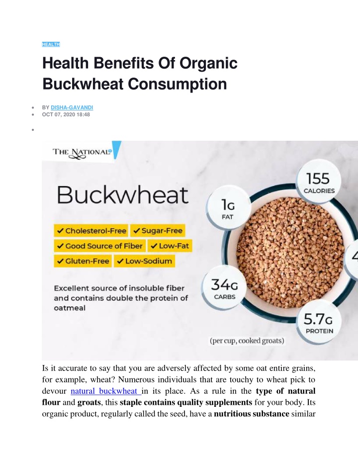 health health benefits of organic buckwheat