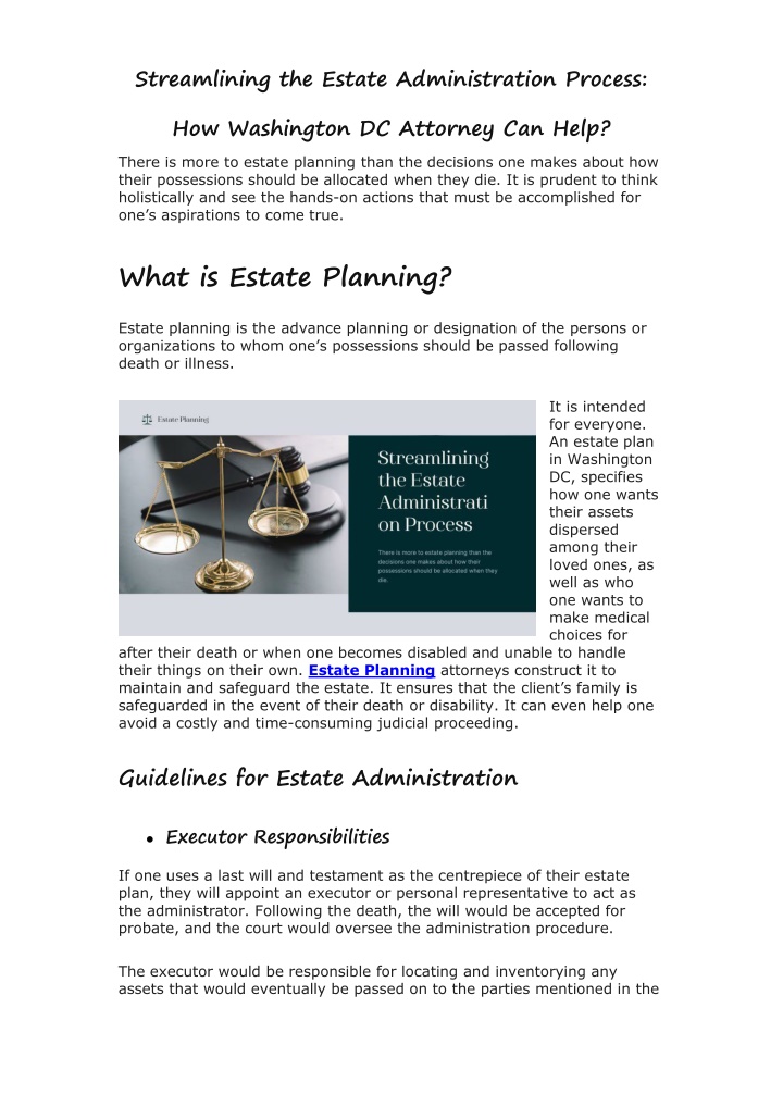 streamlining the estate administration process