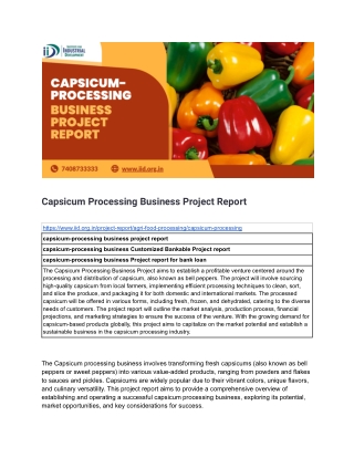 Capsicum Processing Business Project Report (1)