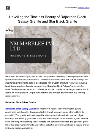Unveiling the Timeless Beauty of Rajasthan Black Galaxy Granite and Star Black Granite