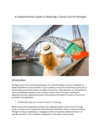 A Comprehensive Guide to Obtaining a Tourist Visa for Portugal