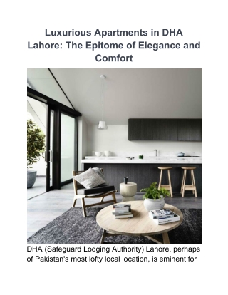 Luxurious Apartments in DHA Lahore_ The Epitome of Elegance and Comfort