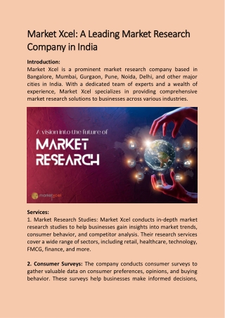 Market Xcel- A Leading Market Research Company in India