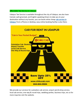 affordable taxi service in udaipur