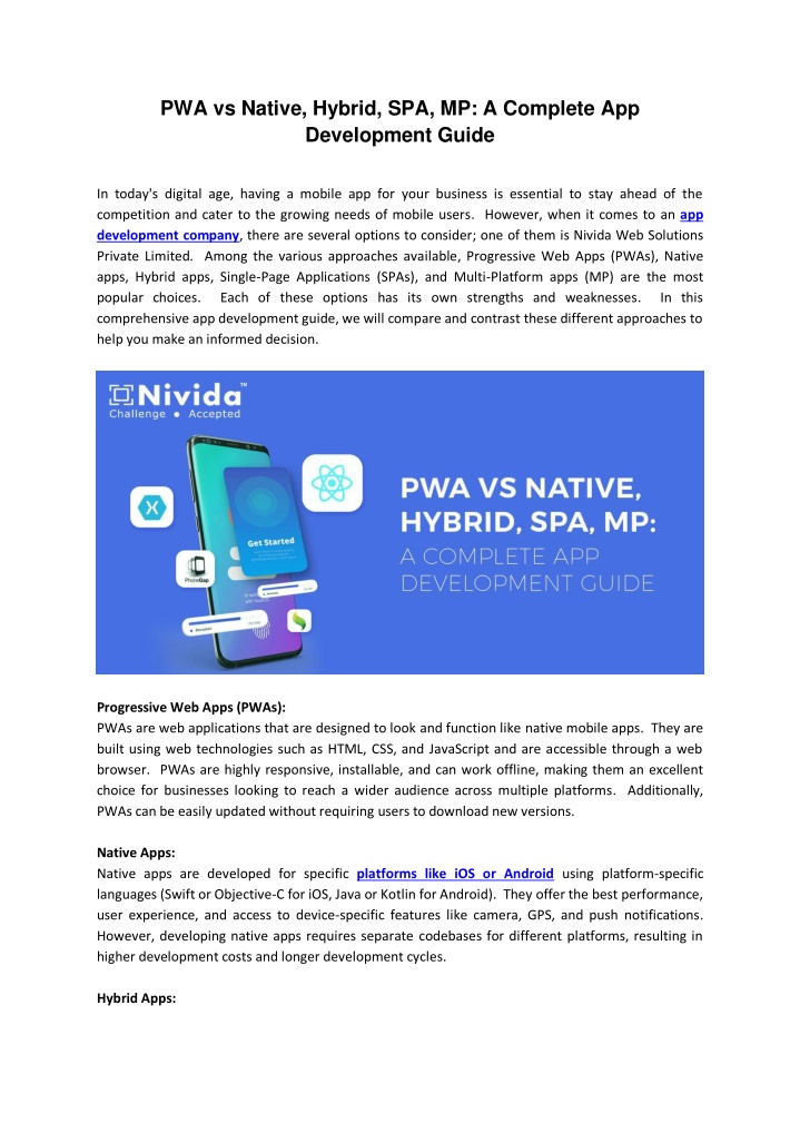 pwa vs native hybrid spa mp a complete