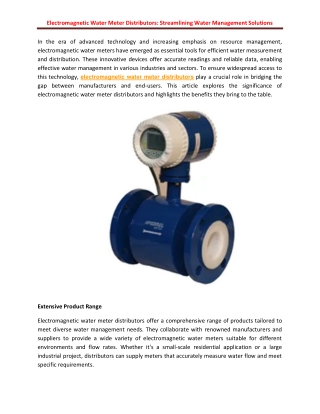 electromagnetic water meter distributors