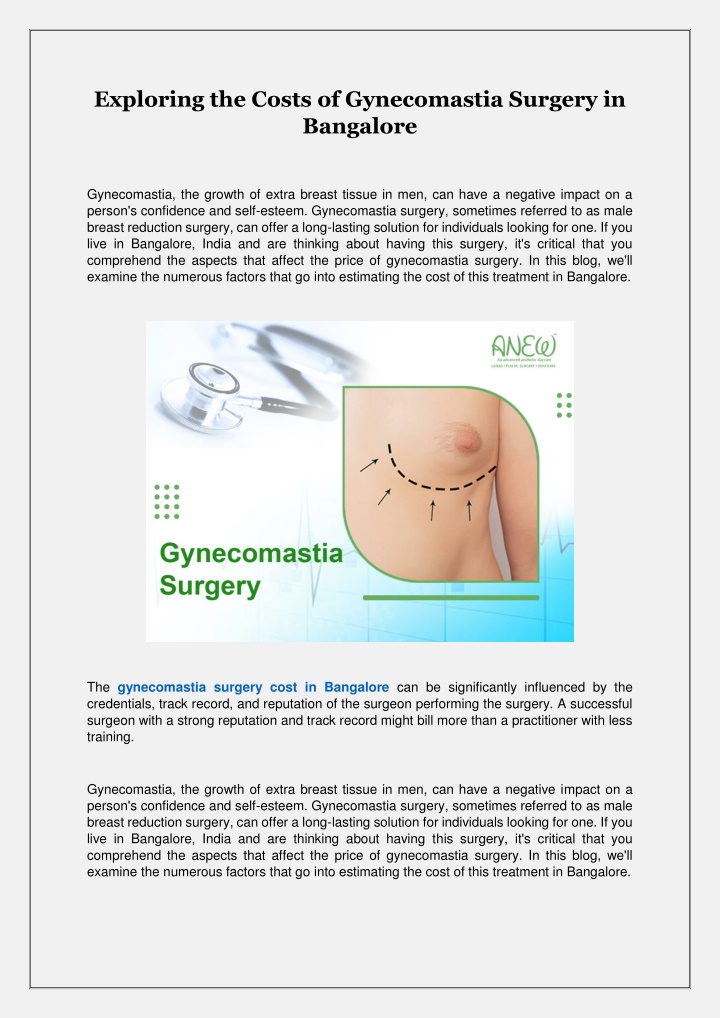 exploring the costs of gynecomastia surgery