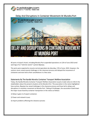 delay and disruptions in container movement