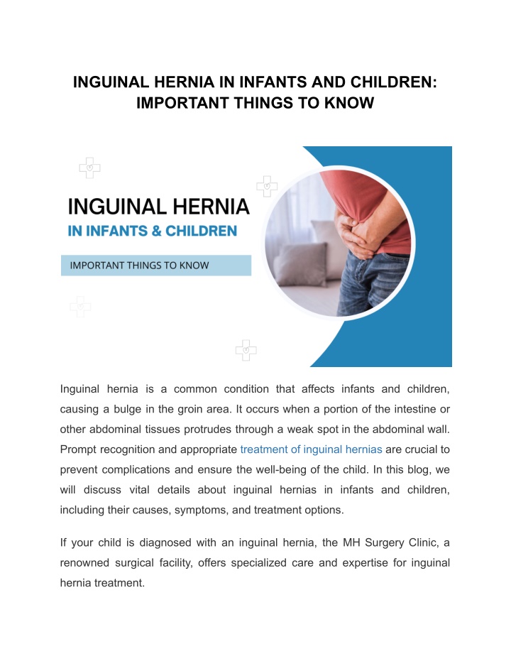 inguinal hernia in infants and children important