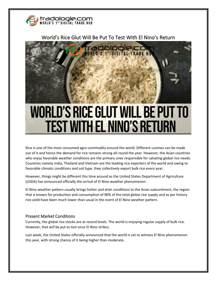 world s rice glut will be put to test with