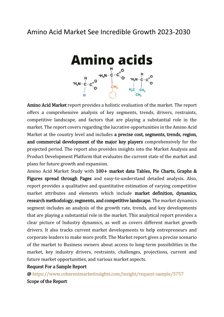 amino acid market see incredible growth 2023 2030