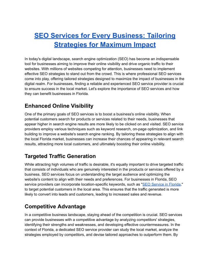 seo services for every business tailoring