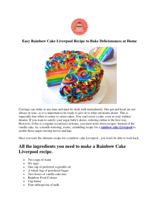 Easy Rainbow Cake Liverpool Recipe to Bake Deliciousness at Home
