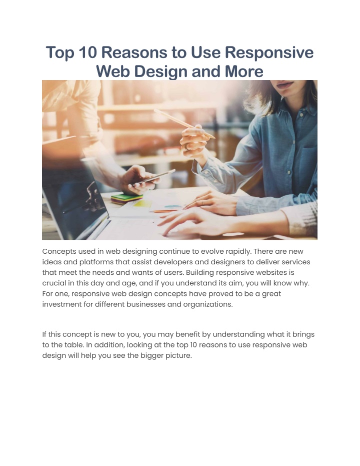 top 10 reasons to use responsive web design