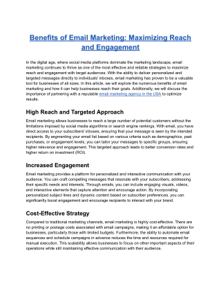 benefits of email marketing maximizing reach