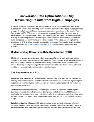 conversion rate optimization cro maximizing
