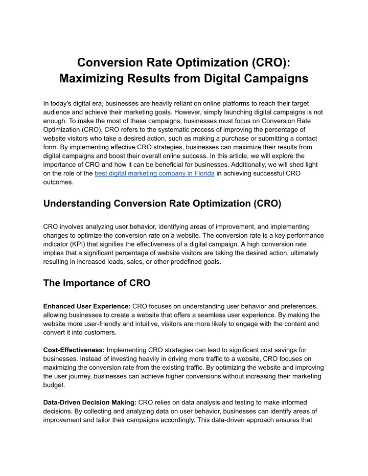 conversion rate optimization cro maximizing