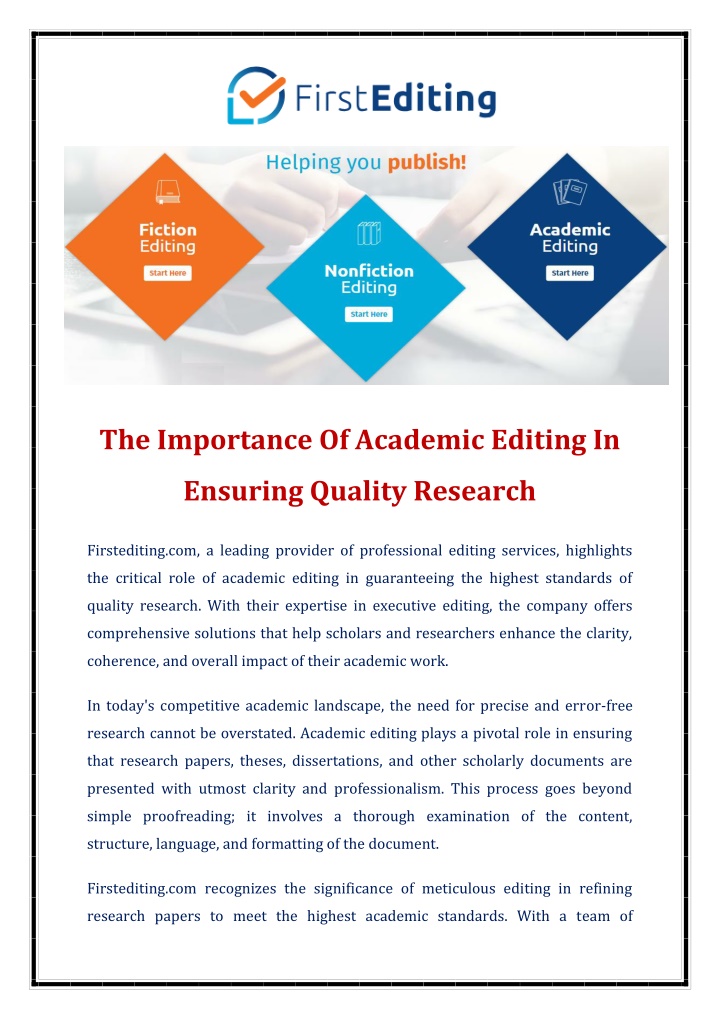 the importance of academic editing in