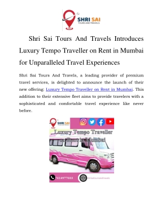 shri sai tours and travels introduces