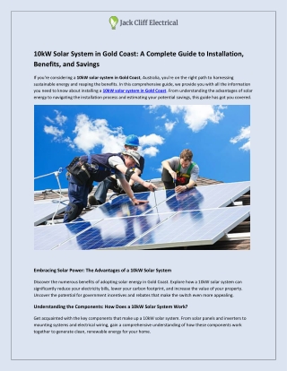 10kW Solar System in Gold Coast: Installation, Benefits, and Savings