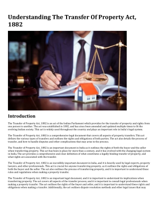 understanding the transfer of property act 1882