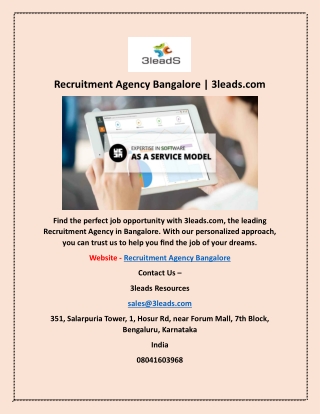 Recruitment Agency Bangalore | 3leads.com