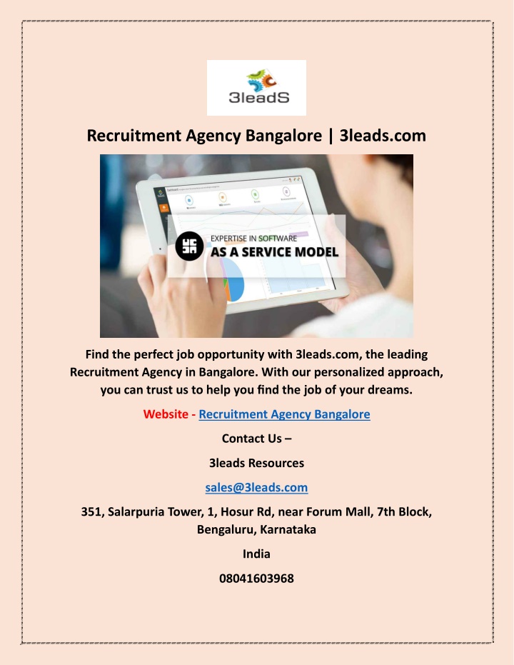 recruitment agency bangalore 3leads com