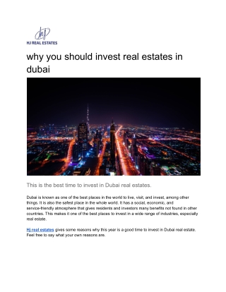 why you should invest real estates in dubai