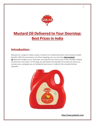Mustard Oil Delivered to Your Doorstep Best Prices in India
