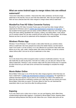 what are some android apps to merge videos into