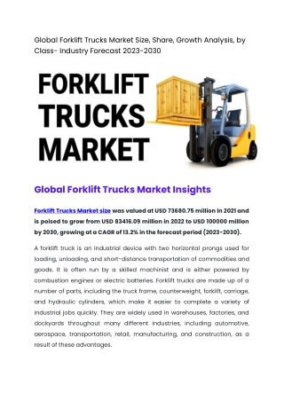 global forklift trucks market size share growth