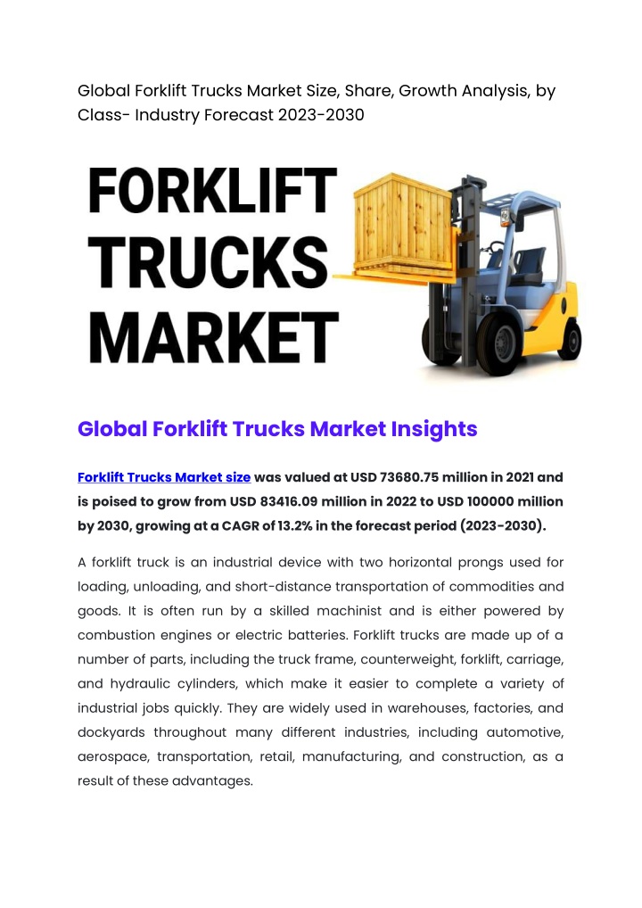 global forklift trucks market size share growth