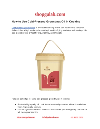 how to use cold pressed groundnut oil in cooking