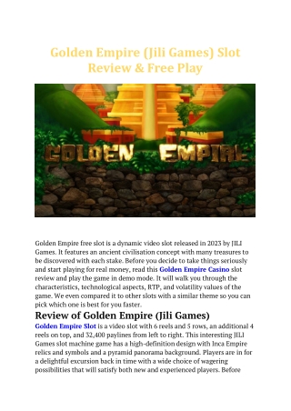Golden Empire (Jili Games) Slot Review & Free Play