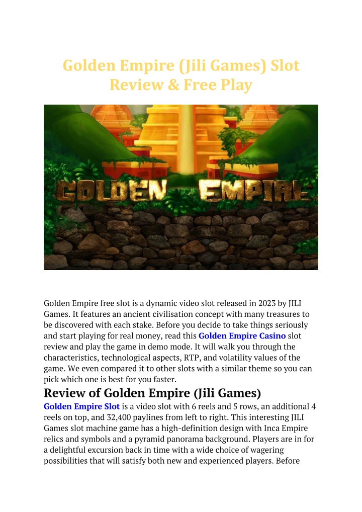 golden empire jili games slot review free play