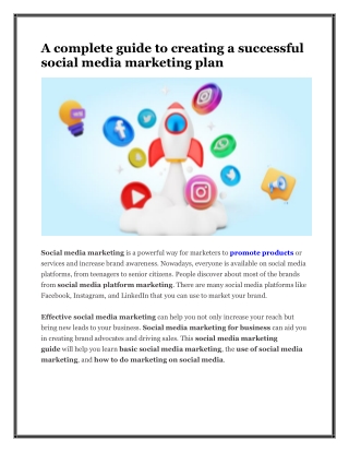 A complete guide to creating a successful social media marketing plan