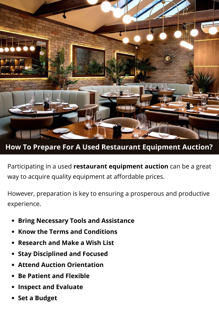 how to prepare for a used restaurant equipment