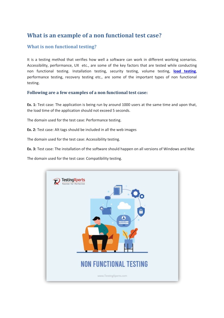 what is an example of a non functional test case