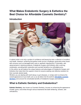 What Makes Endodontic Surgery & Esthetics the Best Choice for Affordable Cosmetic Dentistry_