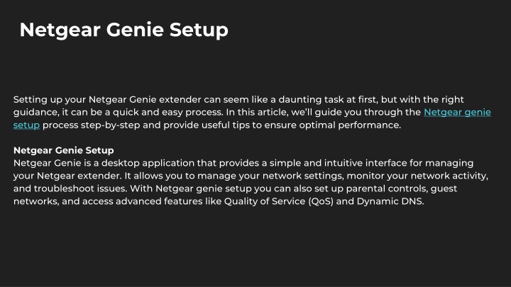 netgear genie setup