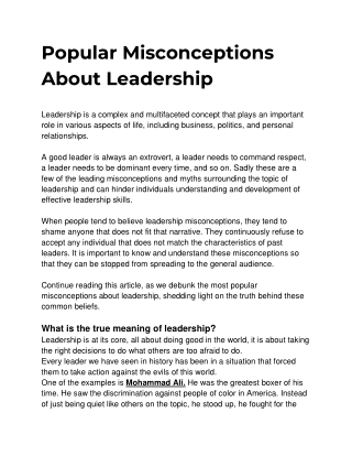 popular misconceptions about leadership