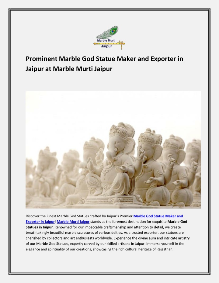 prominent marble god statue maker and exporter