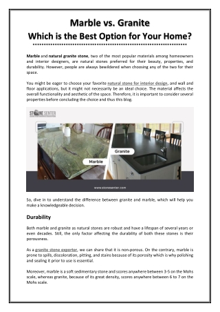 marble vs granite