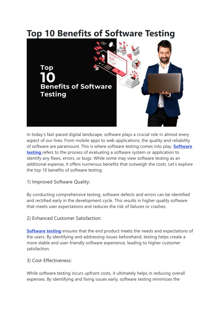 top 10 benefits of software testing