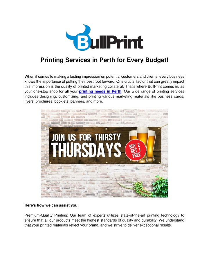 printing services in perth for every budget