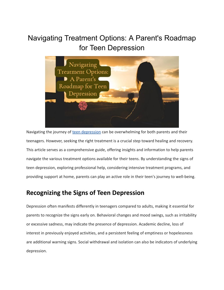 navigating treatment options a parent s roadmap