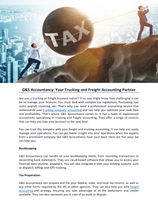 G&S Accountancy: Your Trucking and Freight Accounting Partner