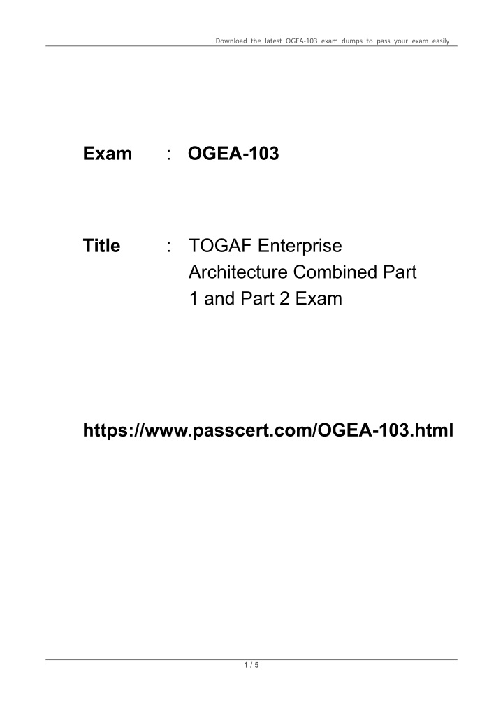 download the latest ogea 103 exam dumps to pass